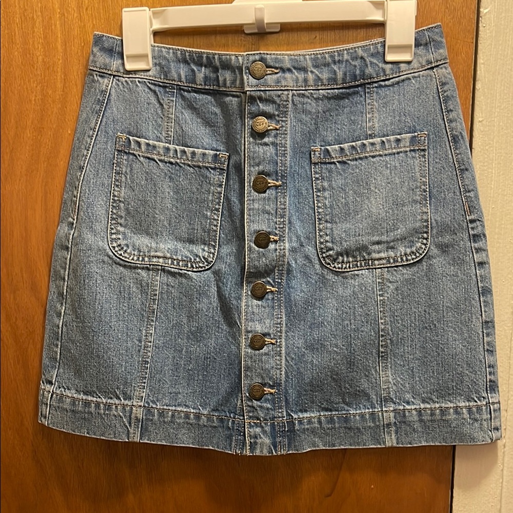 Denim Button-Front Skirt